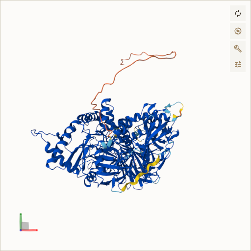 Predicted ribbon structure of MAN2B1 (O00754) — coloured by sequence position from N-terminus (blue) to C-terminus (red)