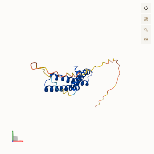Predicted ribbon structure of SDHD (O14521) — coloured by sequence position from N-terminus (blue) to C-terminus (red)