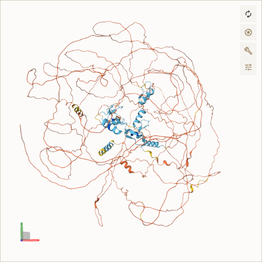 Predicted ribbon structure of GLI2 (P10070) — coloured by sequence position from N-terminus (blue) to C-terminus (red)
