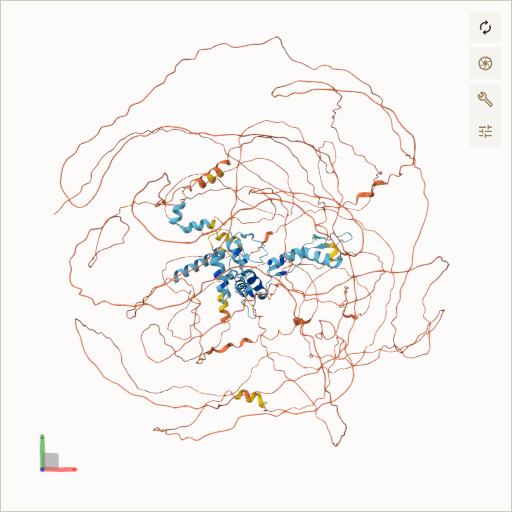 Predicted ribbon structure of GLI3 (P10071) — coloured by sequence position from N-terminus (blue) to C-terminus (red)