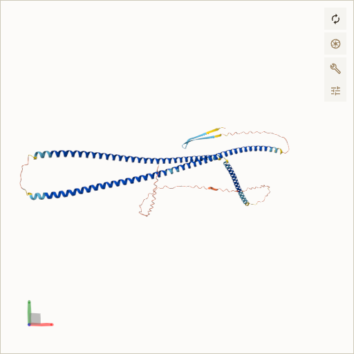Predicted ribbon structure of DES (P17661) — coloured by sequence position from N-terminus (blue) to C-terminus (red)
