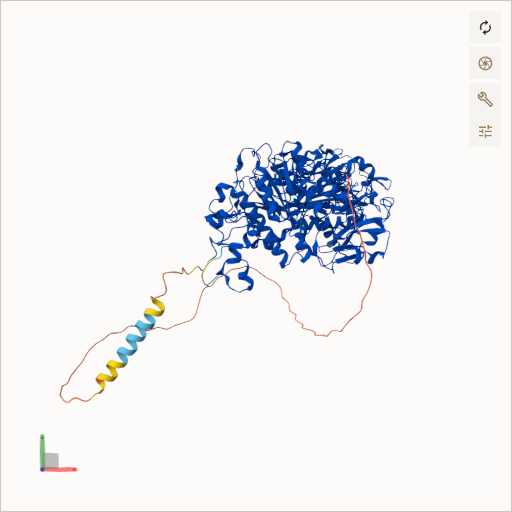 Predicted ribbon structure of ENPP1 (P22413) — coloured by sequence position from N-terminus (blue) to C-terminus (red)