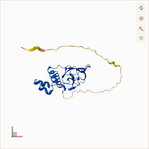 Predicted ribbon structure of VHL (P40337) — coloured by sequence position from N-terminus (blue) to C-terminus (red)