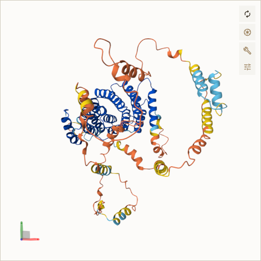 Predicted ribbon structure of PEX5 (P50542) — coloured by sequence position from N-terminus (blue) to C-terminus (red)