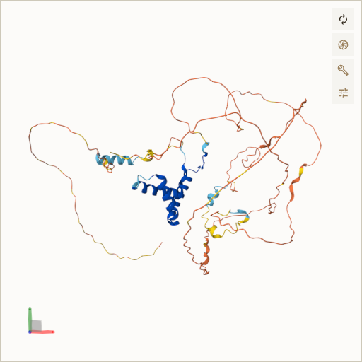 Predicted ribbon structure of SOX10 (P56693) — coloured by sequence position from N-terminus (blue) to C-terminus (red)