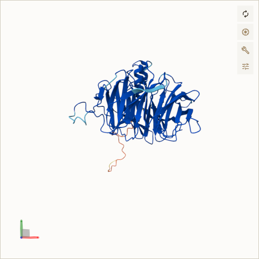 Predicted ribbon structure of ERCC8 (Q13216) — coloured by sequence position from N-terminus (blue) to C-terminus (red)