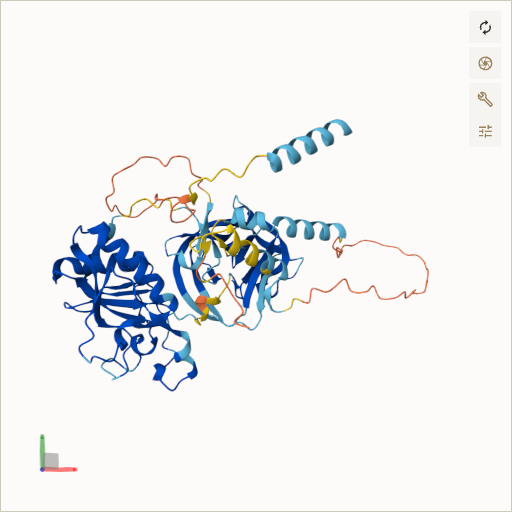 Predicted ribbon structure of SHH (Q15465) — coloured by sequence position from N-terminus (blue) to C-terminus (red)