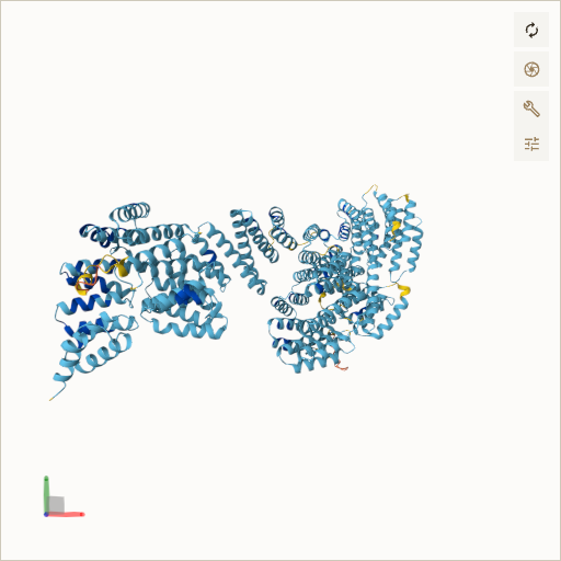 Predicted ribbon structure of TTC21B (Q7Z4L5) — coloured by sequence position from N-terminus (blue) to C-terminus (red)