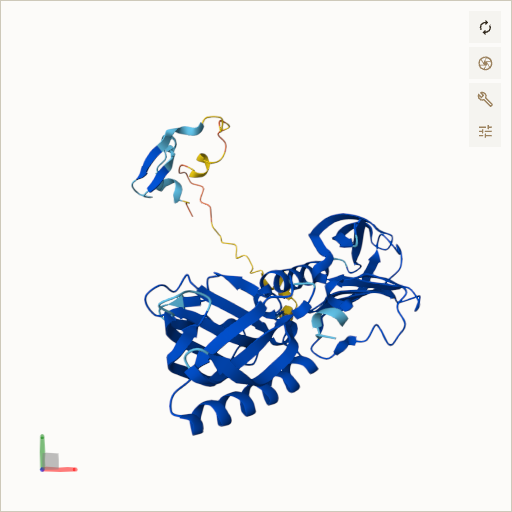 Predicted ribbon structure of BBS5 (Q8N3I7) — coloured by sequence position from N-terminus (blue) to C-terminus (red)
