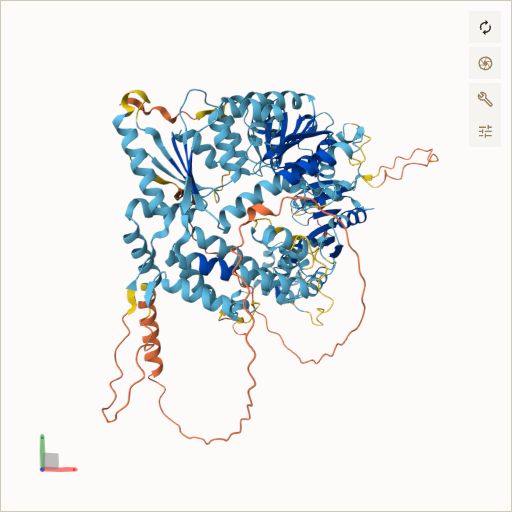 Predicted ribbon structure of ERCC4 (Q92889) — coloured by sequence position from N-terminus (blue) to C-terminus (red)