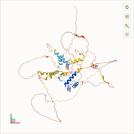 Predicted ribbon structure of ARX (Q96QS3) — coloured by sequence position from N-terminus (blue) to C-terminus (red)