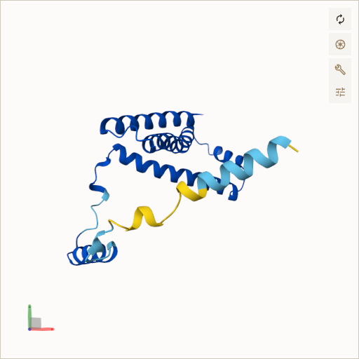 Predicted ribbon structure of SDHC (Q99643) — coloured by sequence position from N-terminus (blue) to C-terminus (red)