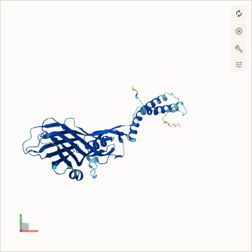 Predicted ribbon structure of TMEM231 (Q9H6L2) — coloured by sequence position from N-terminus (blue) to C-terminus (red)