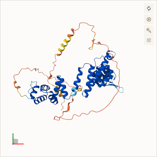 Predicted ribbon structure of VIPAS39 (Q9H9C1) — coloured by sequence position from N-terminus (blue) to C-terminus (red)