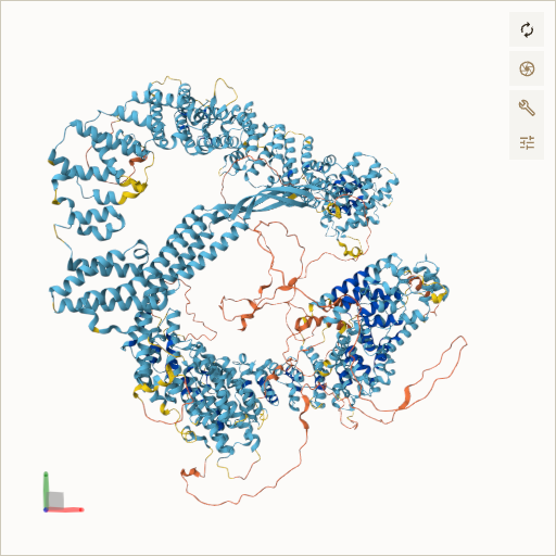 Predicted ribbon structure of EPG5 (Q9HCE0) — coloured by sequence position from N-terminus (blue) to C-terminus (red)