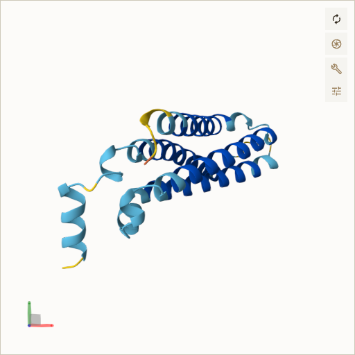 Predicted ribbon structure of TMEM138 (Q9NPI0) — coloured by sequence position from N-terminus (blue) to C-terminus (red)