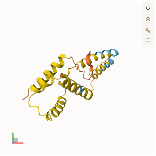 Predicted ribbon structure of C19orf12 (Q9NSK7) — coloured by sequence position from N-terminus (blue) to C-terminus (red)