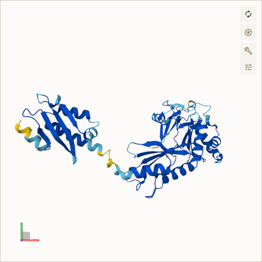 Predicted ribbon structure of FANCL (Q9NW38) — coloured by sequence position from N-terminus (blue) to C-terminus (red)