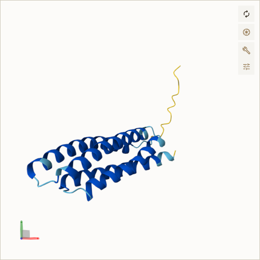 Predicted ribbon structure of TMEM216 (Q9P0N5) — coloured by sequence position from N-terminus (blue) to C-terminus (red)