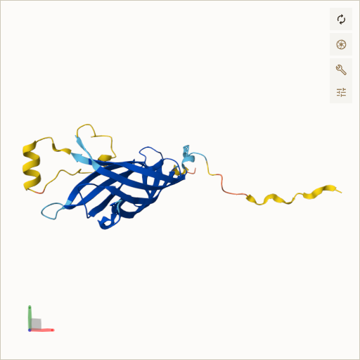 Predicted ribbon structure of B9D1 (Q9UPM9) — coloured by sequence position from N-terminus (blue) to C-terminus (red)
