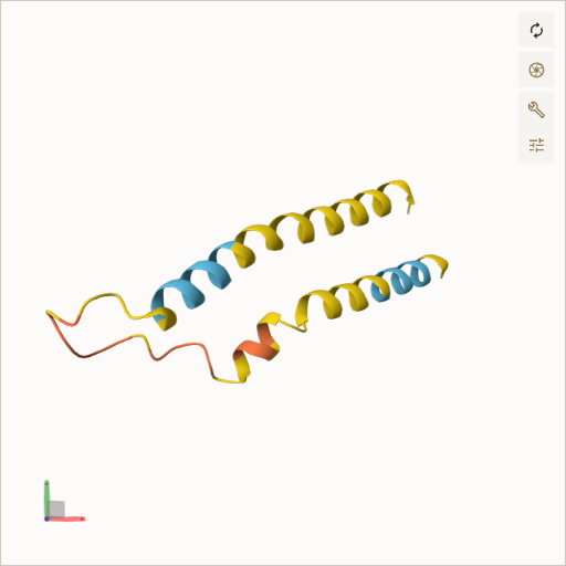 Predicted ribbon structure of IER3IP1 (Q9Y5U9) — coloured by sequence position from N-terminus (blue) to C-terminus (red)