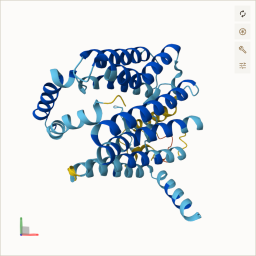 Predicted ribbon structure of PEX16 (Q9Y5Y5) — coloured by sequence position from N-terminus (blue) to C-terminus (red)